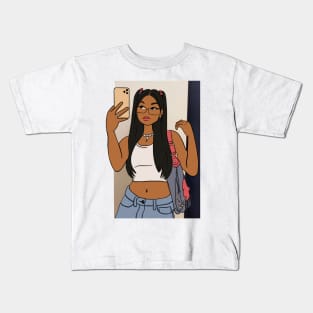 Black Woman Cartoon Collection Kids T-Shirt